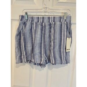 Rachel Paige New York Striped Shorts Blue White Cotton‎ Women's Large